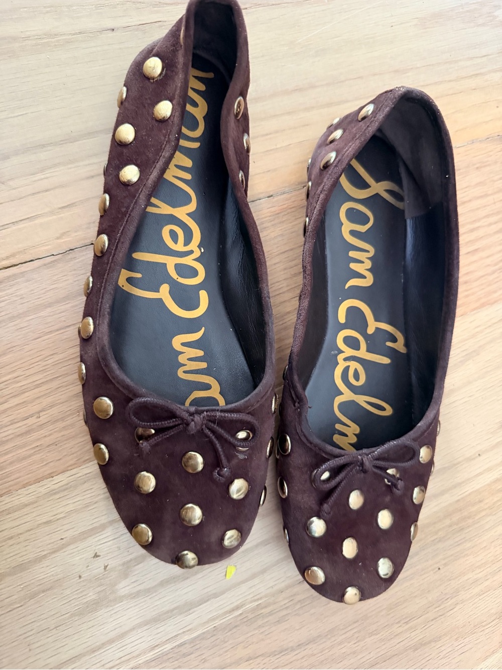 Sam Edelman Dark Brown Suede Studded Ballet Flats